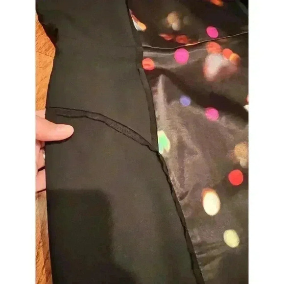 Milly New York Black Satin Colored Polka Dot Party Dress Size 2 XS Sheer Edges - Picture 8 of 9